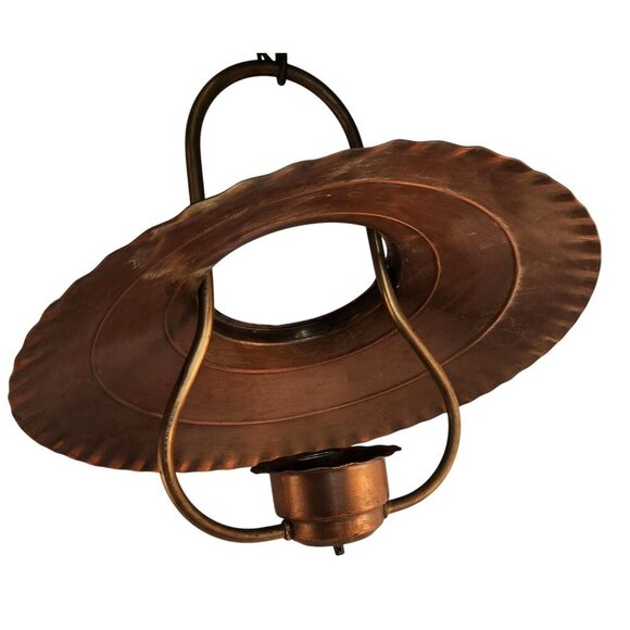 Vintage Copper Hanging Pendant Light Fixture Underwriters Laboratories - Picture 3 of 9